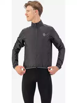 Rogelli ESSENTIAL pánska cyklistická bunda do dažďa, čierna