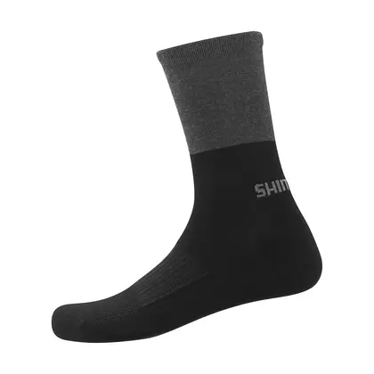 SHIMANO zimné cyklistické ponožky Original Wool Tall Socks ECWSCBWUS11ML1360 čierno-Šedá