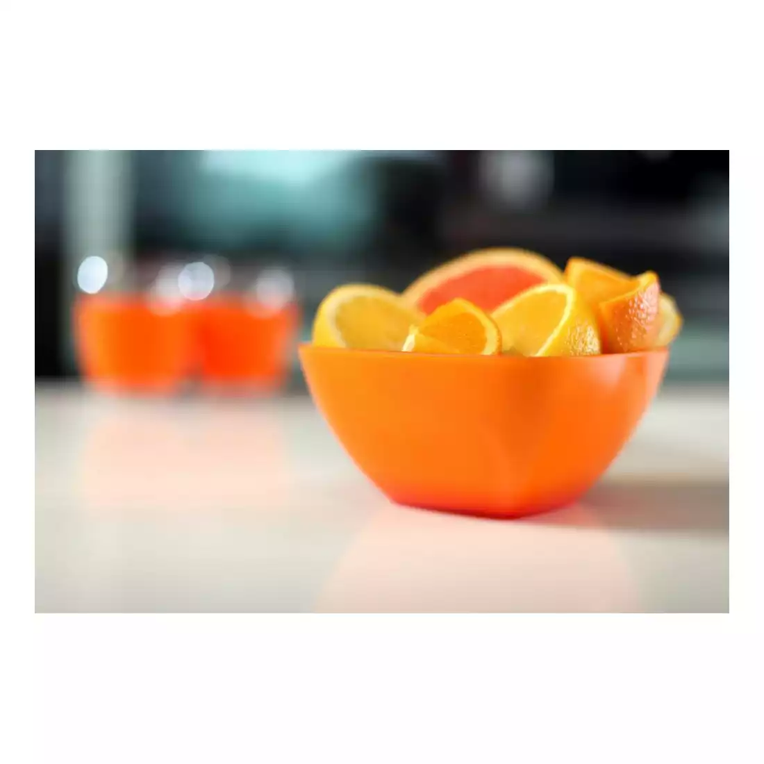VIALLI DESIGN LIVIO štvorcová akrylová miska, oranžová