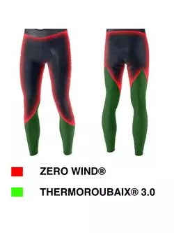 KAYMAQ ELWIN001 zimnépánske zateplené cyklistické nohavice s trakmi, membrána Zero Wind, čierna