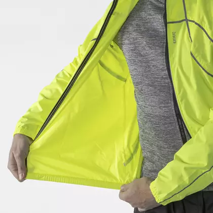 KAYMAQ J1 pánska cyklistická bunda do dažďa, fluórová žltá