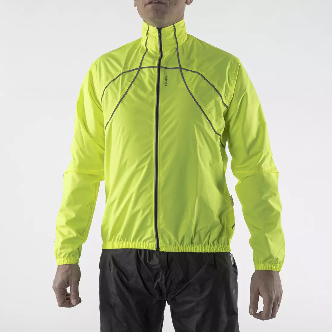 KAYMAQ J1 pánska cyklistická bunda do dažďa, fluórová žltá