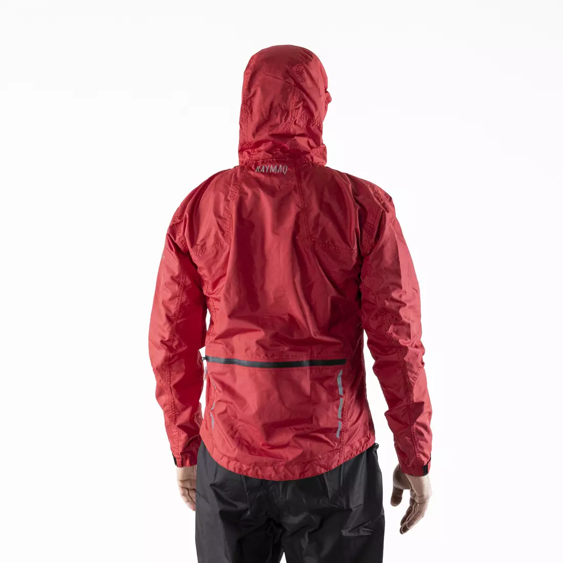 KAYMAQ J2MH pánska cyklistická bunda do dažďa s kapucňou, červená