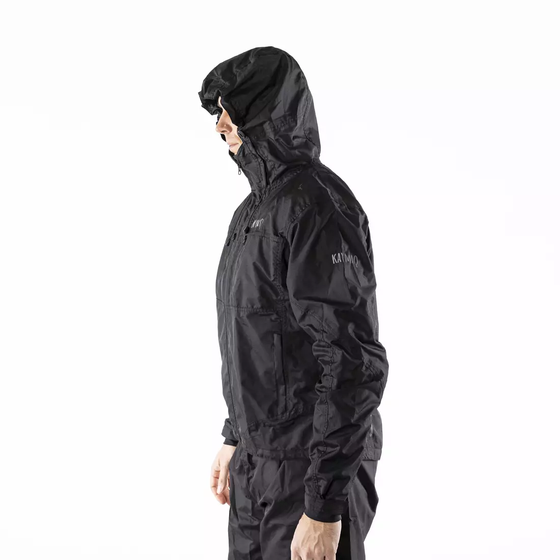 KAYMAQ J2MH pánska cyklistická bunda do dažďa s kapucňou, čierna