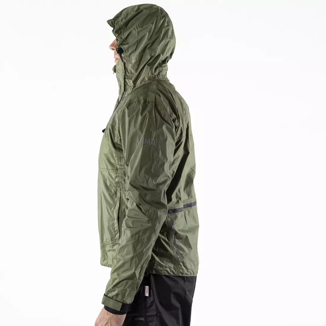 KAYMAQ J2MH pánska cyklistická bunda do dažďa s kapucňou, olivový