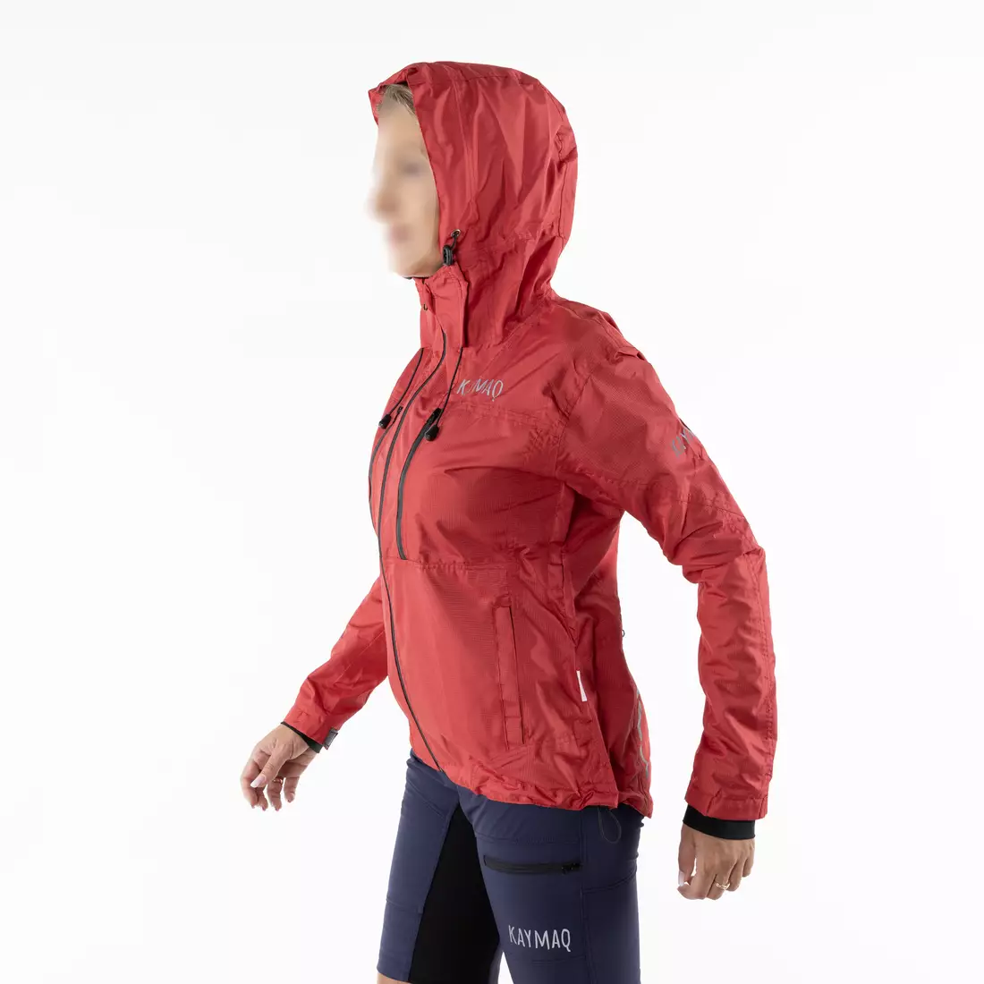 KAYMAQ J2WH dámska cyklistická bunda do dažďa s kapucňou, červená