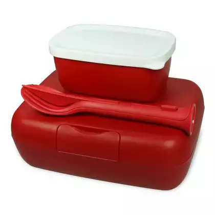 Koziol Candy Ready Dsred lunchbox s nádobou a príborom, červená