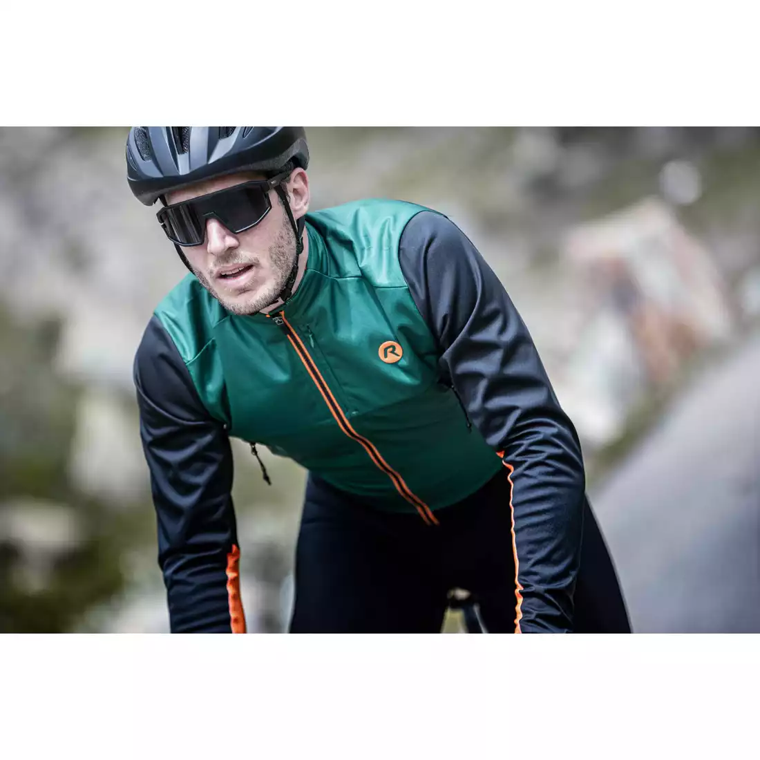 ROGELLI CADENCE zimná pánska cyklistická bunda zeleno-oranžová