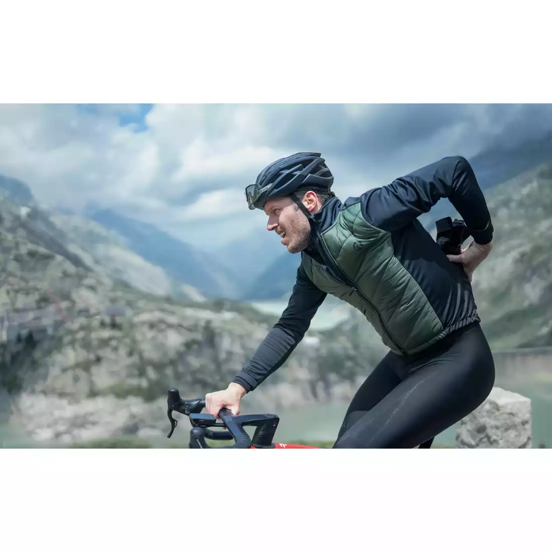 ROGELLI WADDED II Pánska zimná cyklistická bunda, zelená a čierna