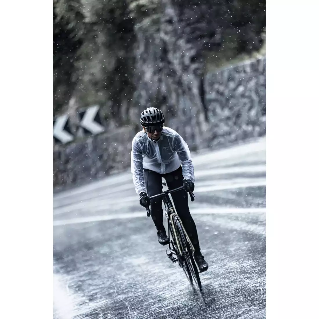 Rogelli EMERGENCY dámska cyklistická bunda do dažďa, biela, priehľadná