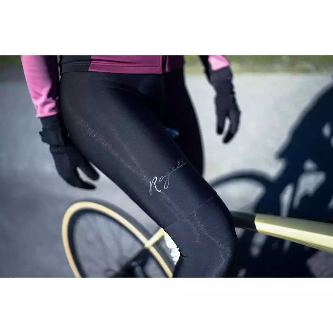 Rogelli ULTRACING dámske zateplené cyklistické nohavice s trakmi, čierna