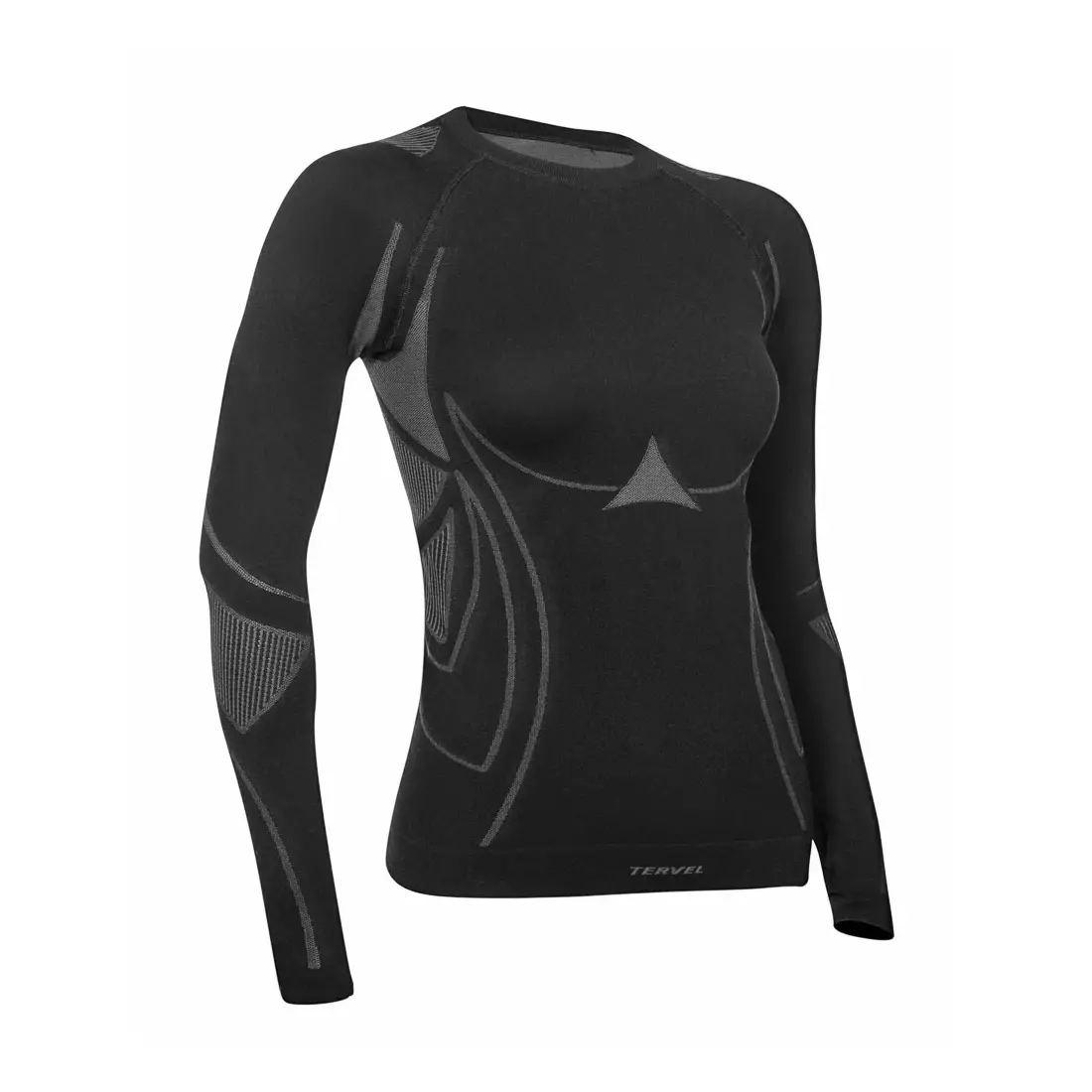 TERVEL - OPTILINE MOD-02 - dámske tričko s dlhým rukávom, farba: čierna a šedá