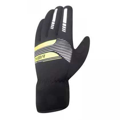 CHIBA zimné cyklistické rukavice RAIN PRO, Primaloft black-fluo 3120122