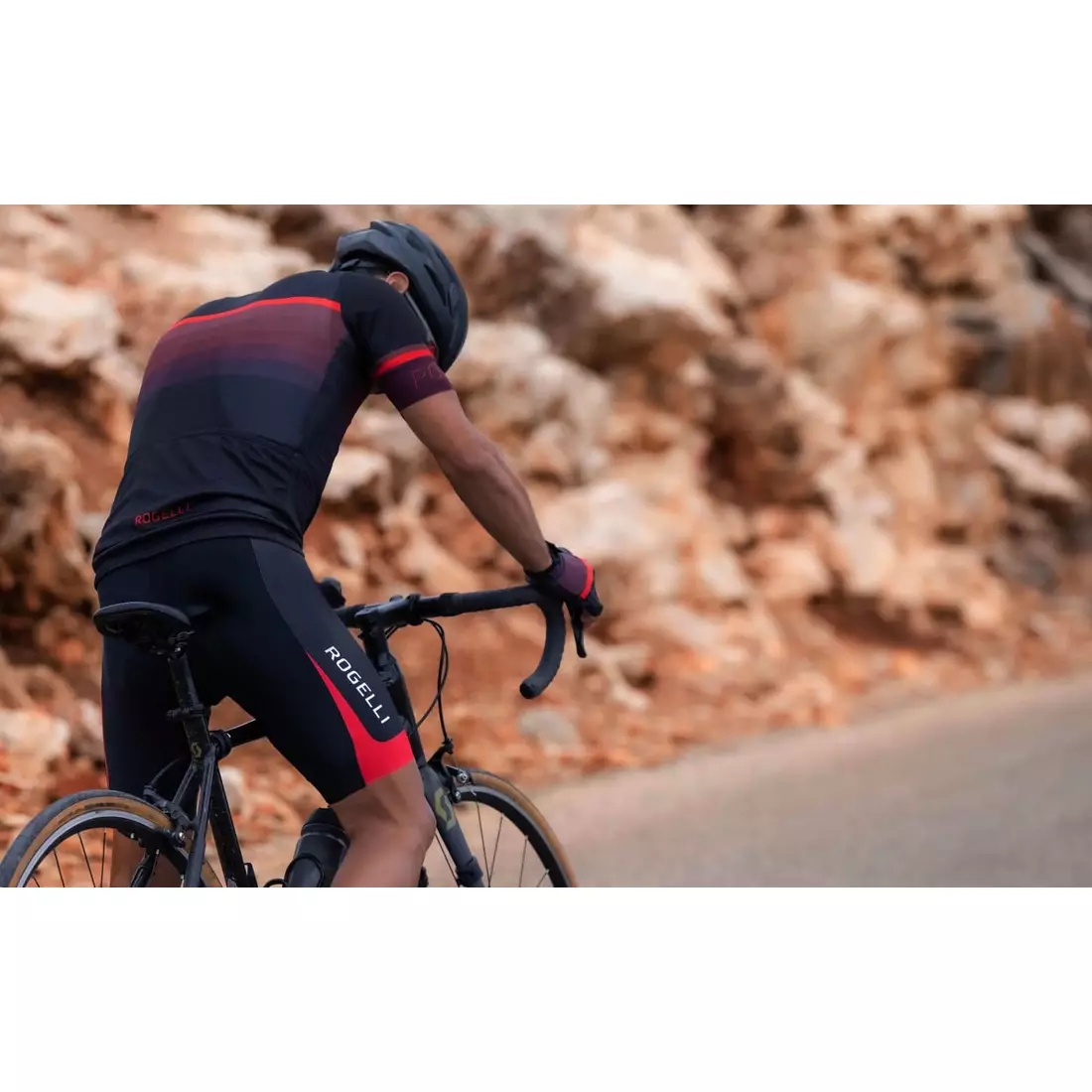 Rogelli FUSE II pánske cyklistické šortky, čierna a červená