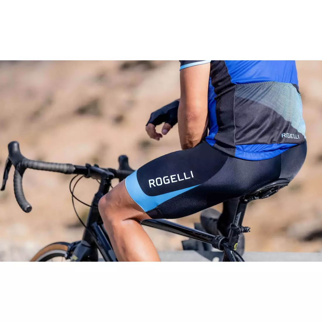 Rogelli FUSE II pánske cyklistické šortky, čierna a modrá