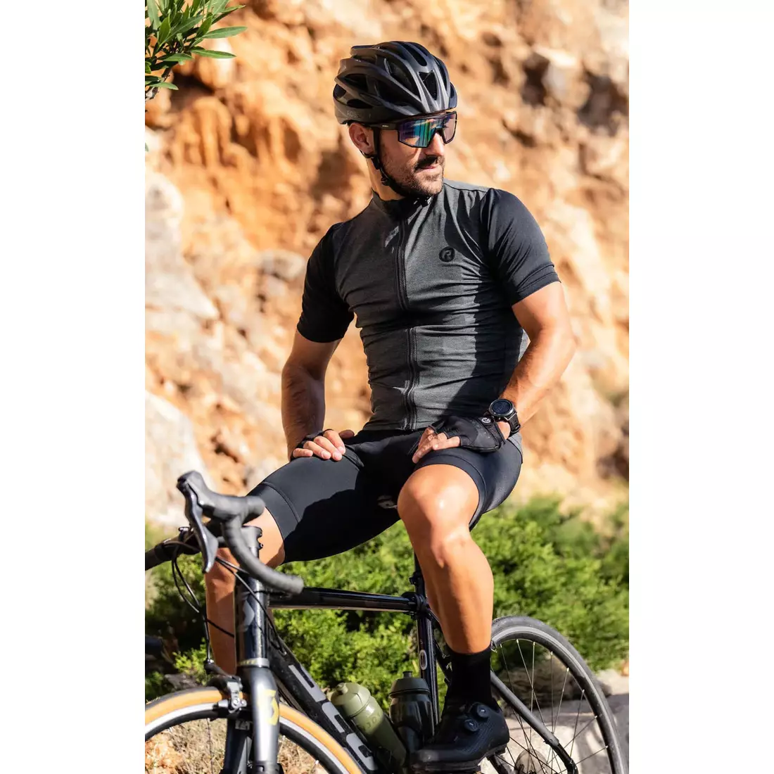 Rogelli MELANGE pánsky cyklistický dres, kaki