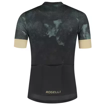 Rogelli NEBULA pánsky cyklistický dres, kaki-zlatá