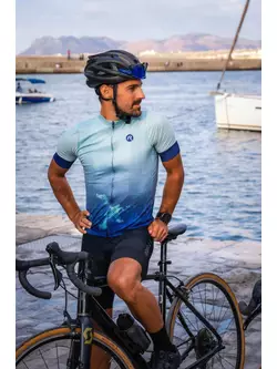 Rogelli NEBULA pánsky cyklistický dres, modro-mätová