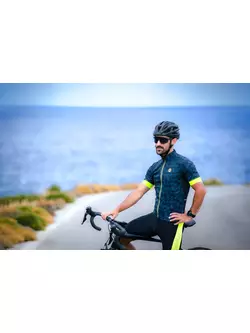 Rogelli RUBIK pánsky cyklistický dres, modrý-fluór