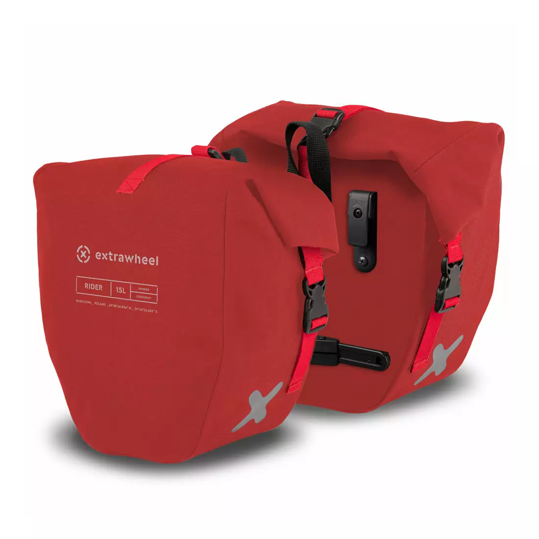 EXTRAWHEEL RIDER PREMIUM CORDURA taška na bicykel na nosič batožiny, Červená 2x15 L