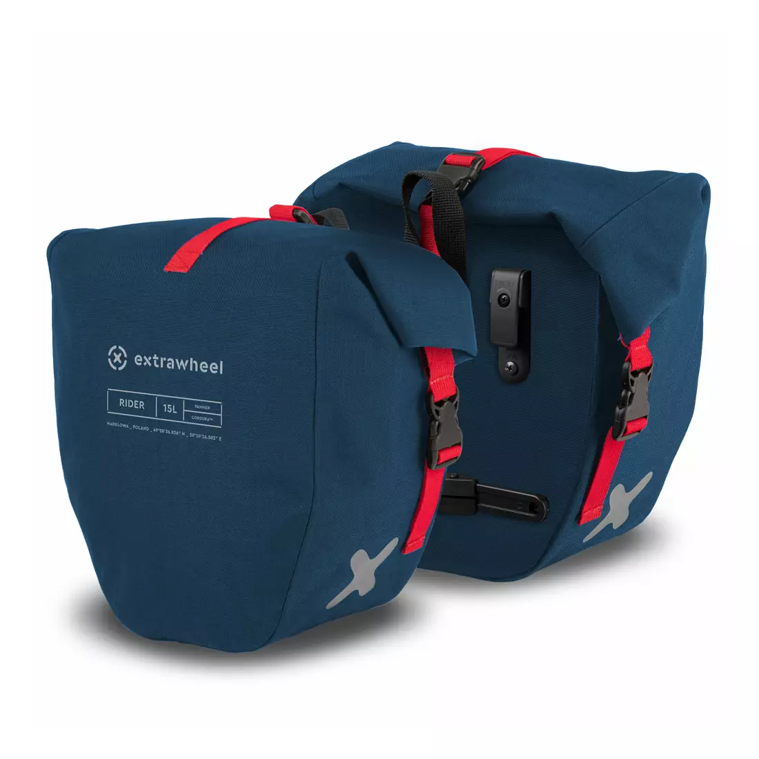EXTRAWHEEL RIDER PREMIUM CORDURA taška na bicykel na nosič batožiny, modrá 2x15 L