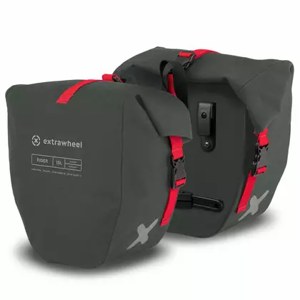 EXTRAWHEEL RIDER PREMIUM CORDURA taška na bicykel na nosič batožiny, sivá 2x15 L