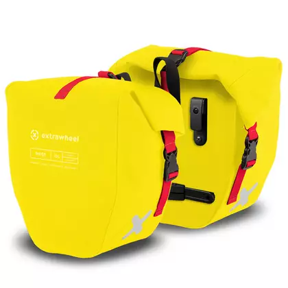 EXTRAWHEEL RIDER PREMIUM CORDURA taška na bicykel na nosič batožiny, žltá 2x15 L