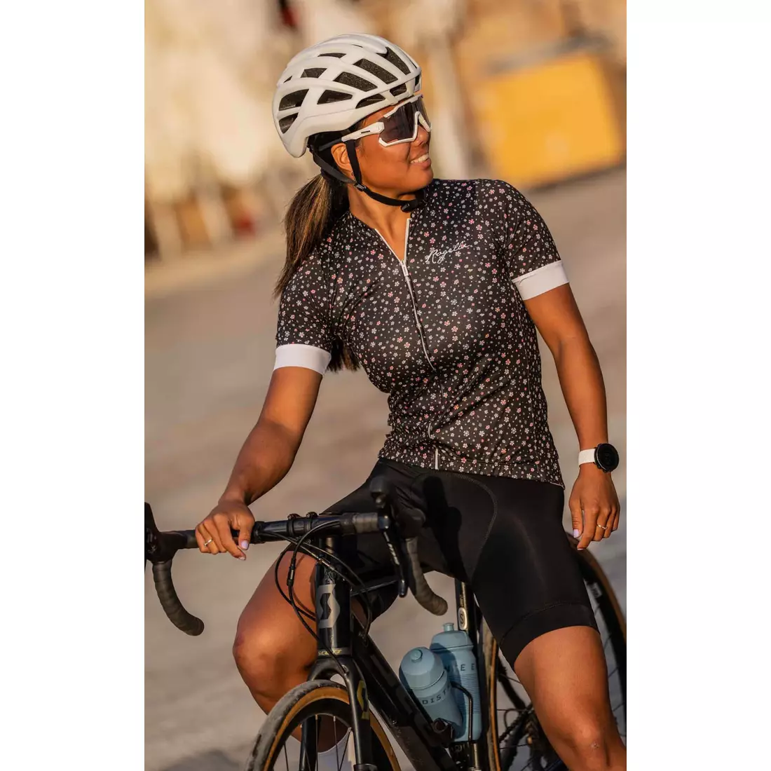 Rogelli LILY dámsky cyklistický dres, čierna a biela