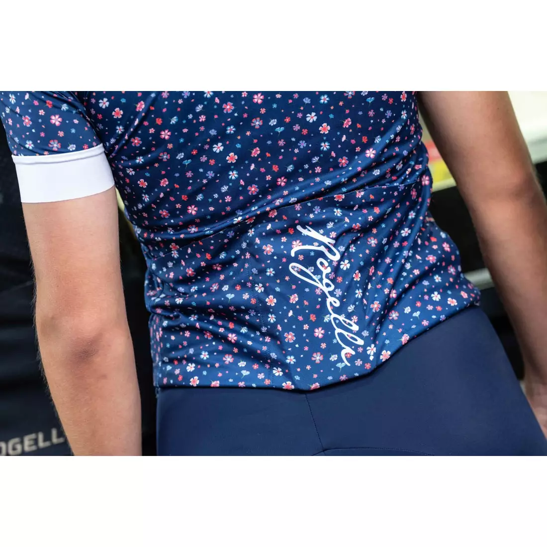 Rogelli LILY dámsky cyklistický dres, modrá a biela
