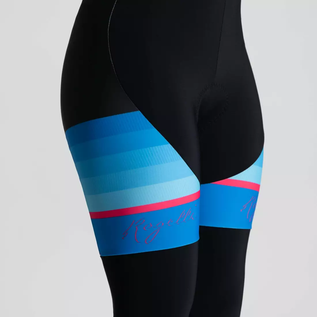 Dámske zateplené cyklistické nohavice Rogelli s trakmi IMPRESS II, modré a ružové