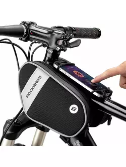 Rockbros Dvojpriehradová cyklistická taška na hornú rúru s držiakom na telefón, čierna 30120047001