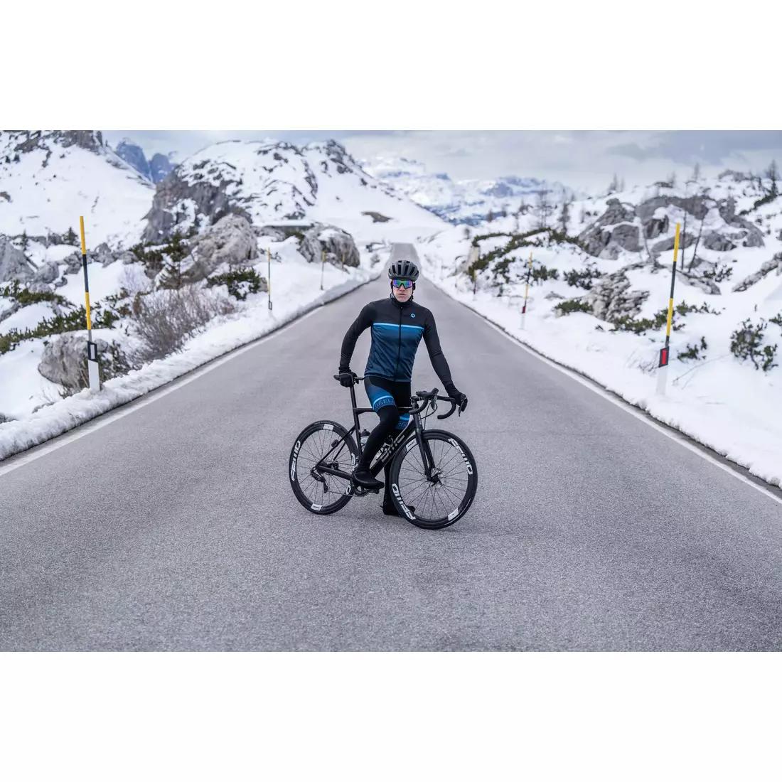 Rogelli zimná cyklistická bunda HERO II, čierno-modrá