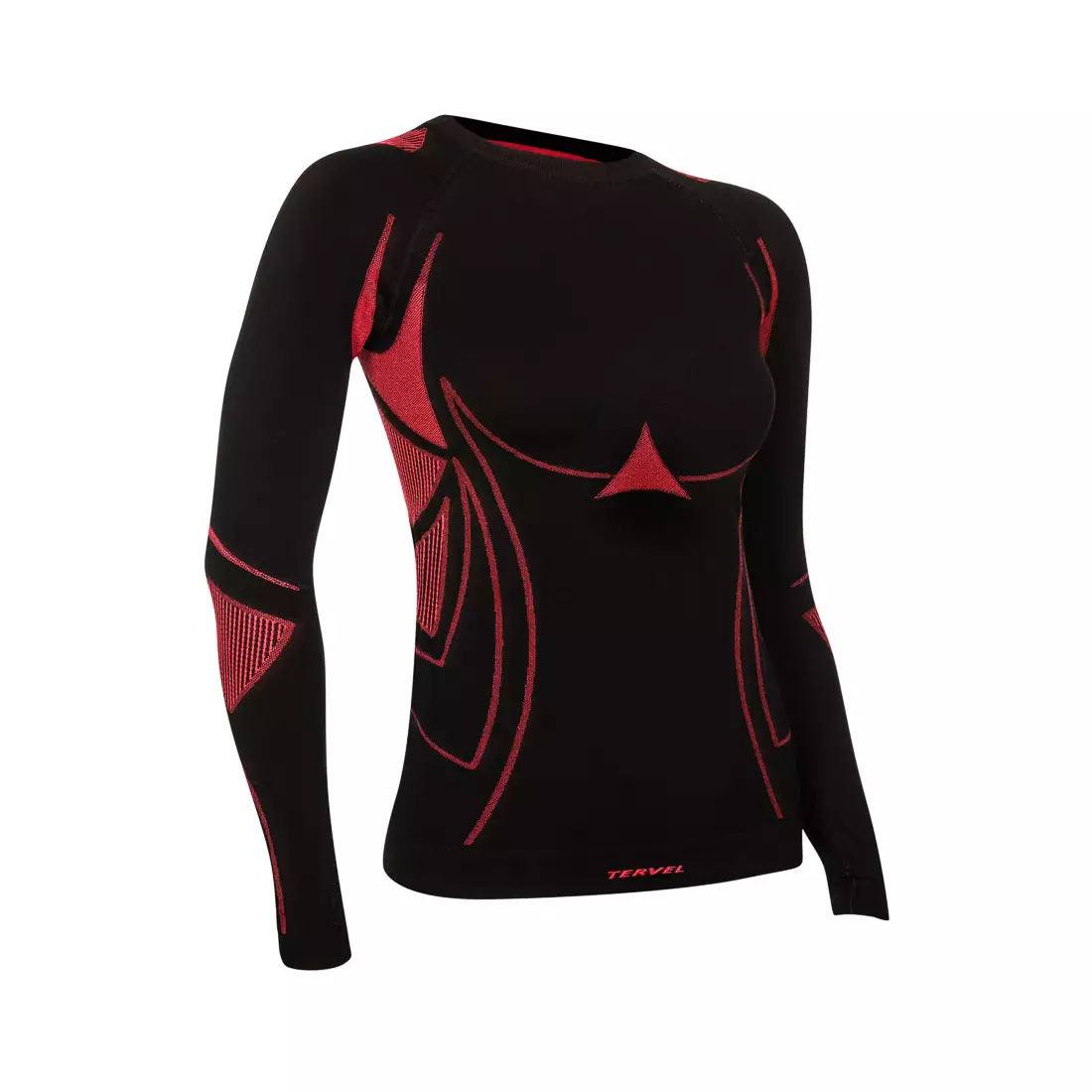 TERVEL - OPTILINE MOD-02 - dámske tričko s dlhým rukávom, farba: čierna a červená