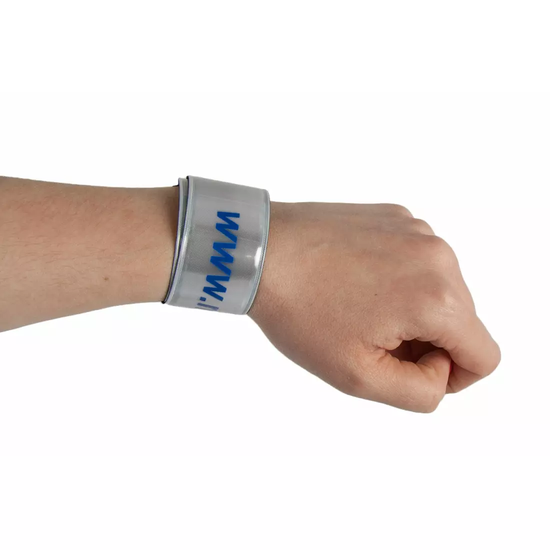 Mikesport - reflexná páska na ruku. logo - strieborné