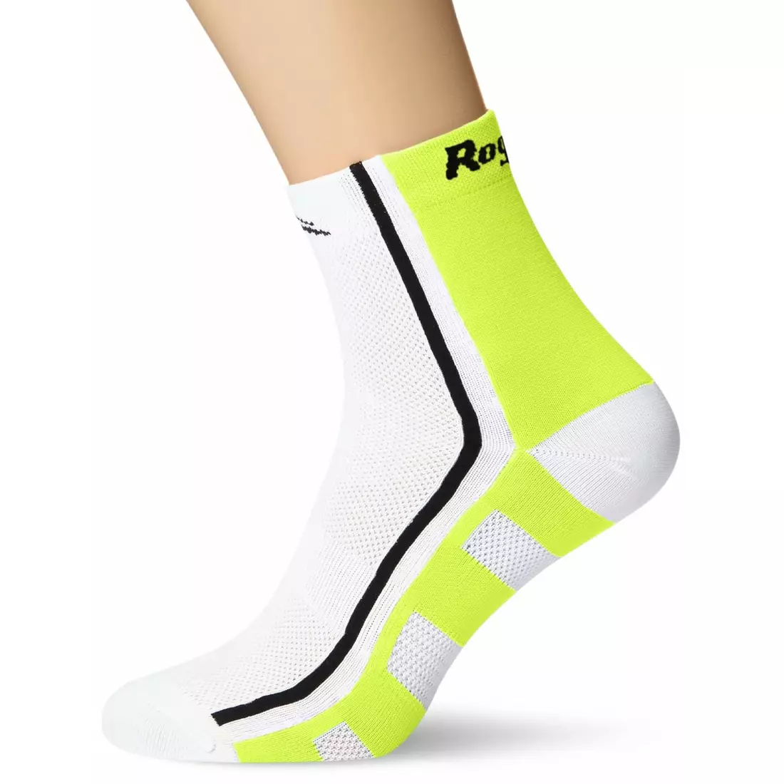 ROGELLI RCS-04 cyklistické ponožky, bielo-fluór