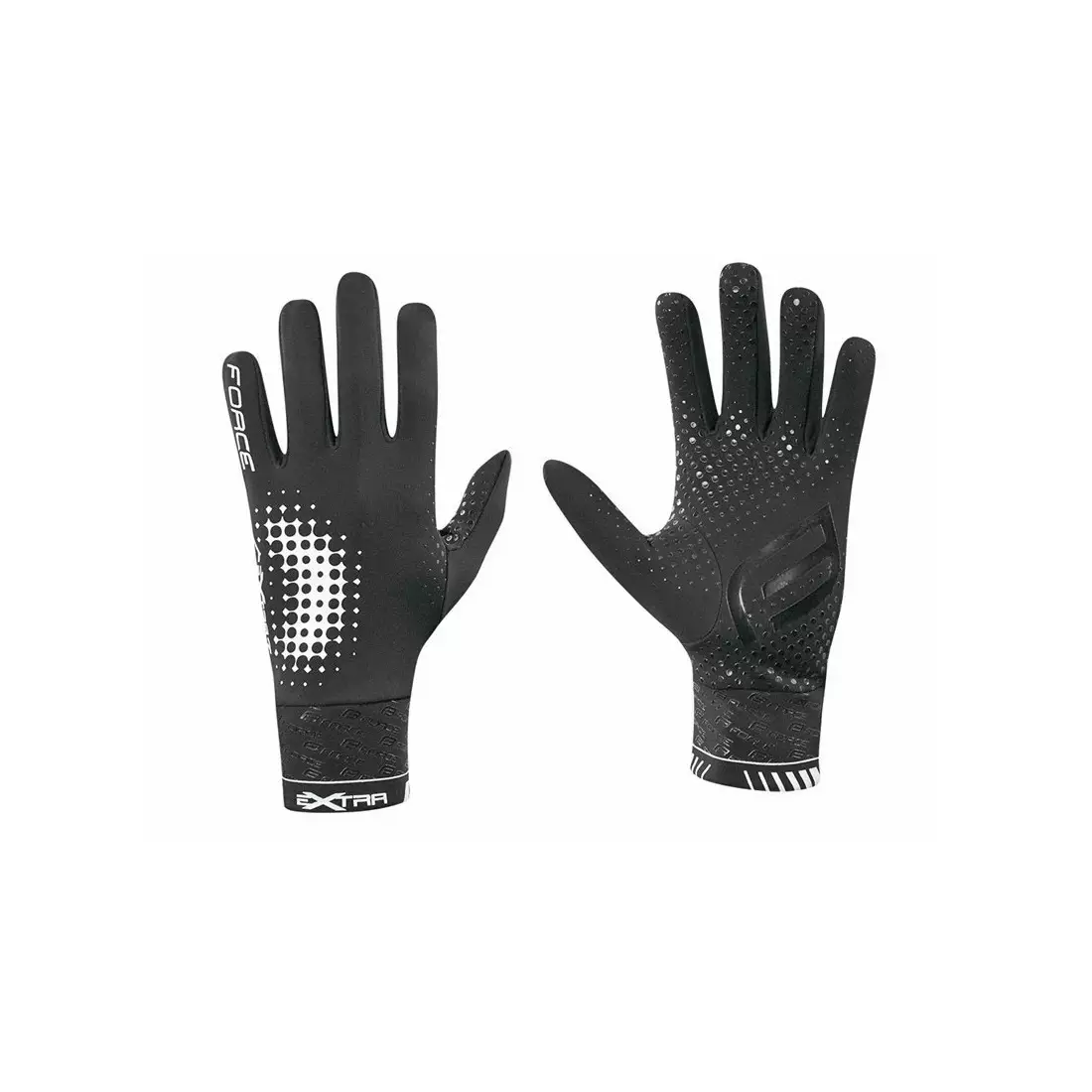 FORCE EXTRA cyklistické rukavice - izolovaná lycra - čierna