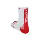 FORCE LONG športové ponožky, biele a červené