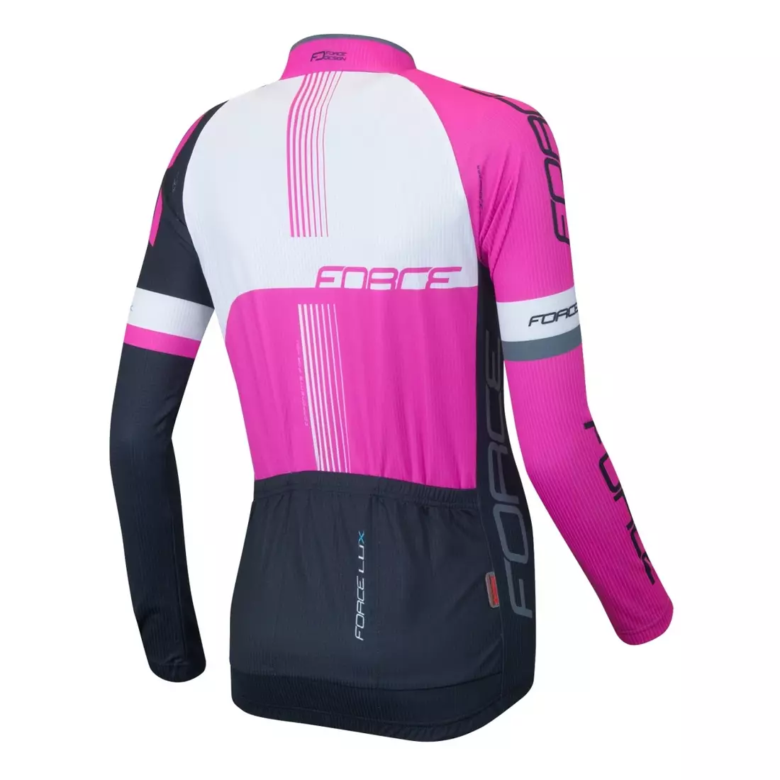 FORCE LUX dámsky cyklistický dres dlhý rukáv čierno-ružový 900142