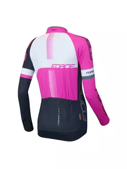 FORCE LUX dámsky cyklistický dres dlhý rukáv čierno-ružový 900142