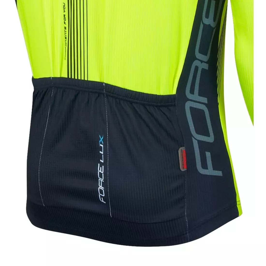 FORCE LUX pánsky cyklistický dres dlhý rukáv čierno-fluorovaný 900141