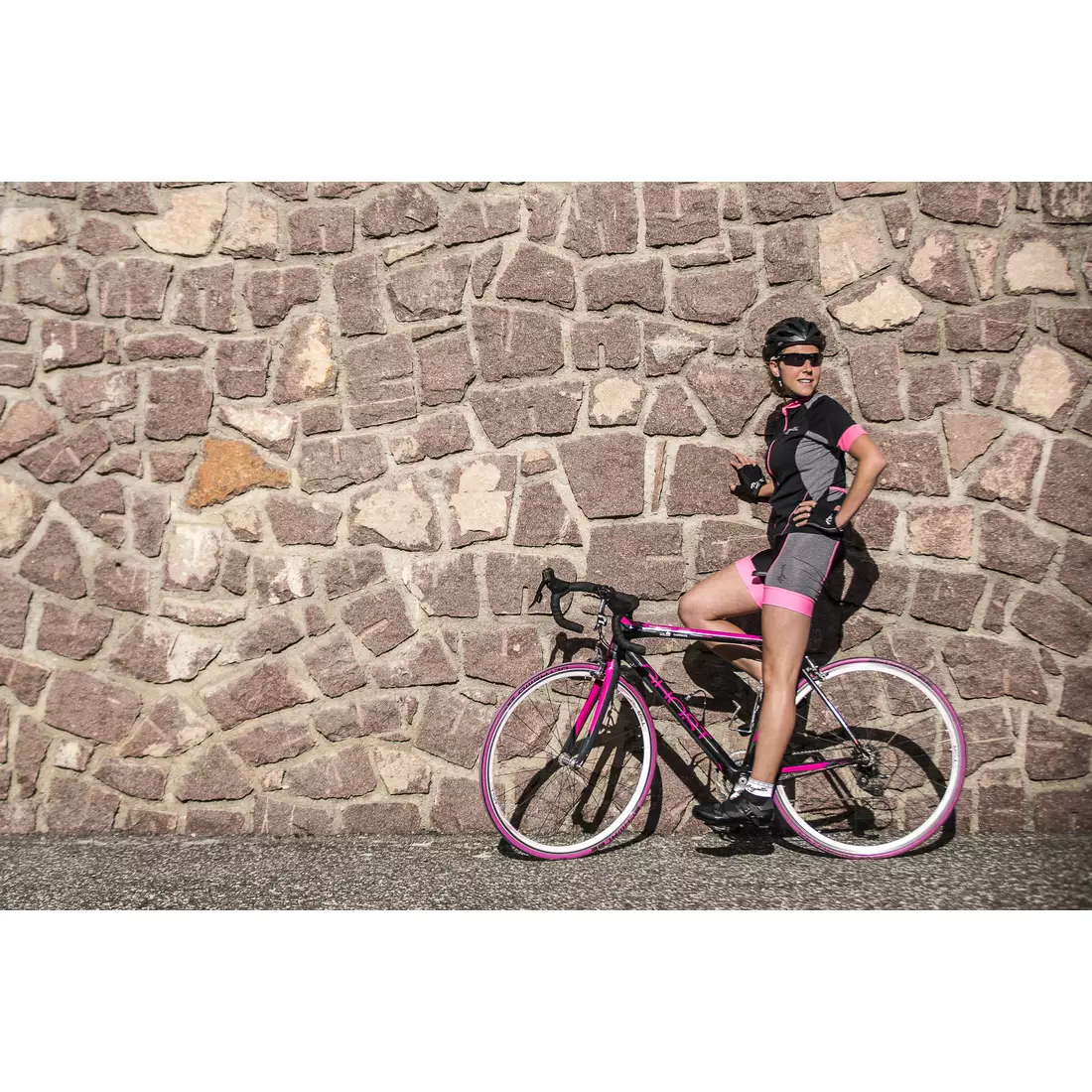 ROGELLI MANICA ROSA 010.136 dámsky cyklistický dres, čierno-ružový