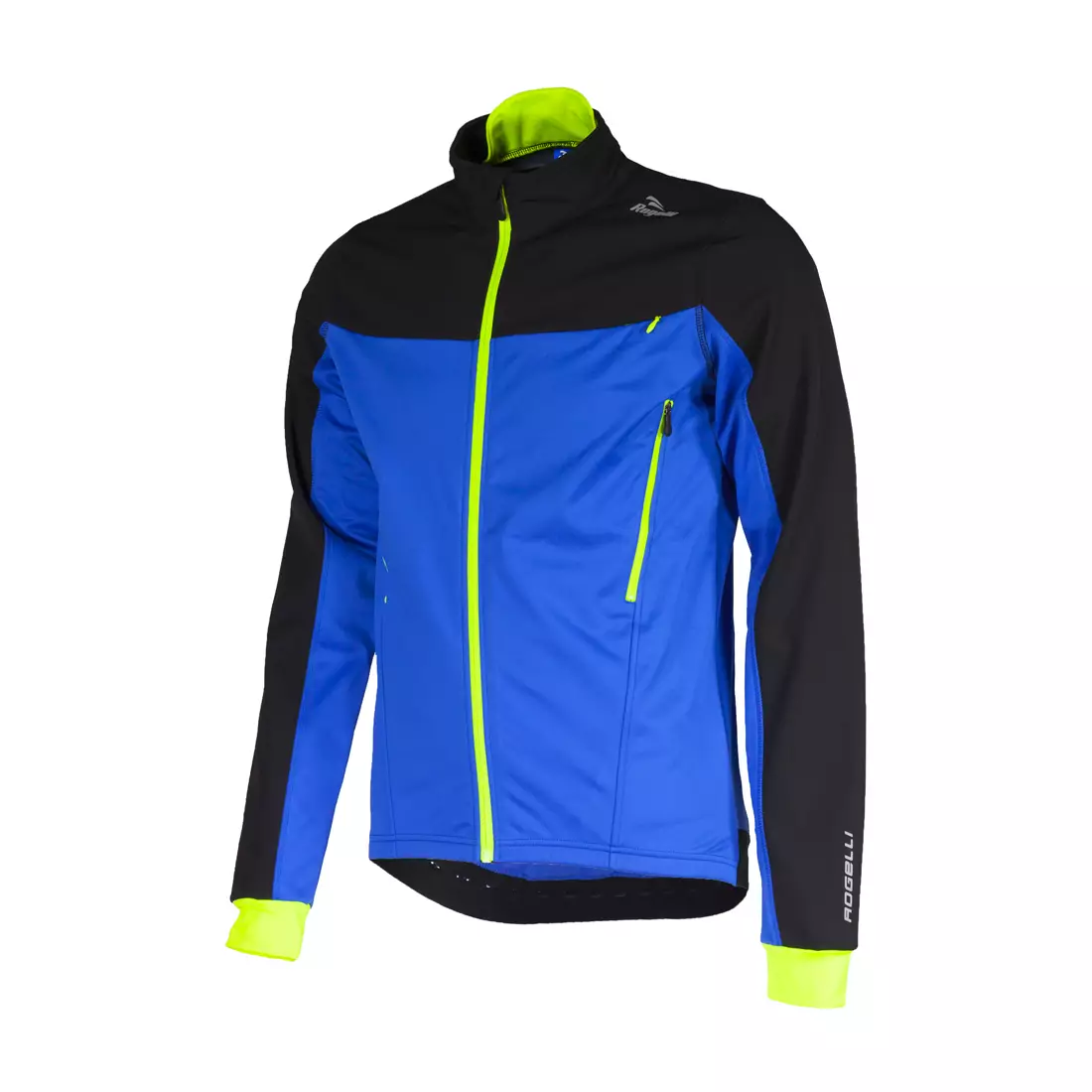 ROGELLI TRABIA zimná cyklistická bunda Softshell, čierno-modro-fluor 003.115