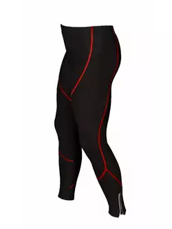 Zateplené cyklistické nohavice MikeSPORT GEXO s vložkou COMP HP bez trakov, čierno-červené švy