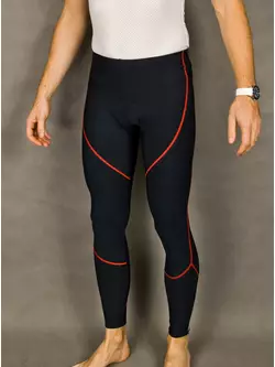 Zateplené cyklistické nohavice MikeSPORT GEXO s vložkou COMP HP bez trakov, čierno-červené švy
