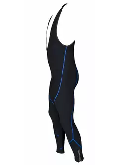 Zateplené cyklistické nohavice MikeSPORT GEXO s vložkou COMP HP, náprsenkou, čierno-modrými švami