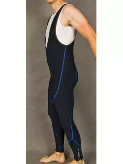 Zateplené cyklistické nohavice MikeSPORT GEXO s vložkou COMP HP, náprsenkou, čierno-modrými švami