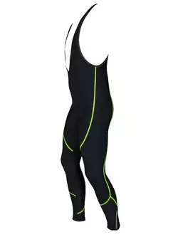 Zateplené cyklistické nohavice MikeSPORT GEXO s vložkou COMP HP, náprsenkou, čiernym a fluórovým prešívaním
