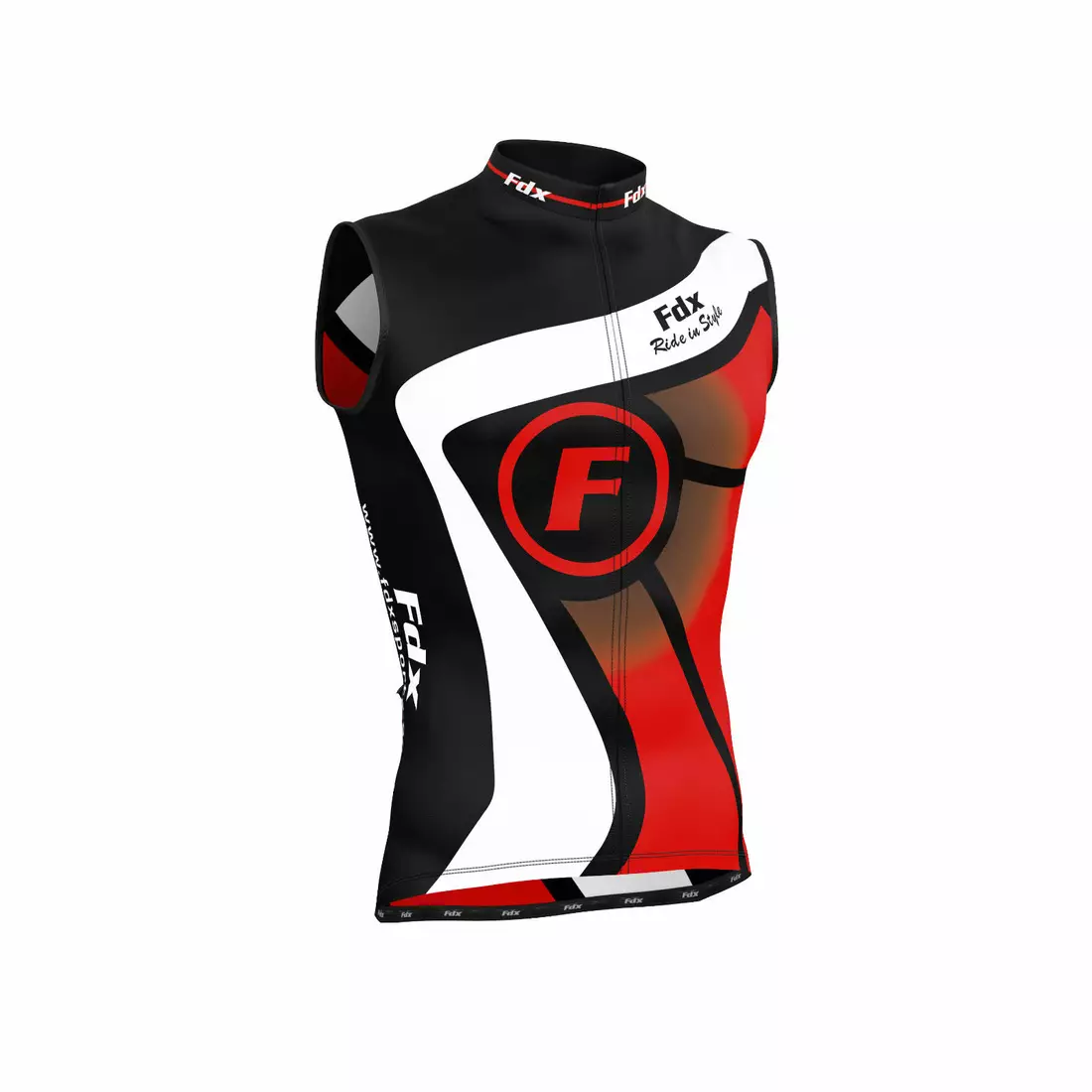 FDX 1020 pánsky cyklistický dres bez rukávov, čierny a červený