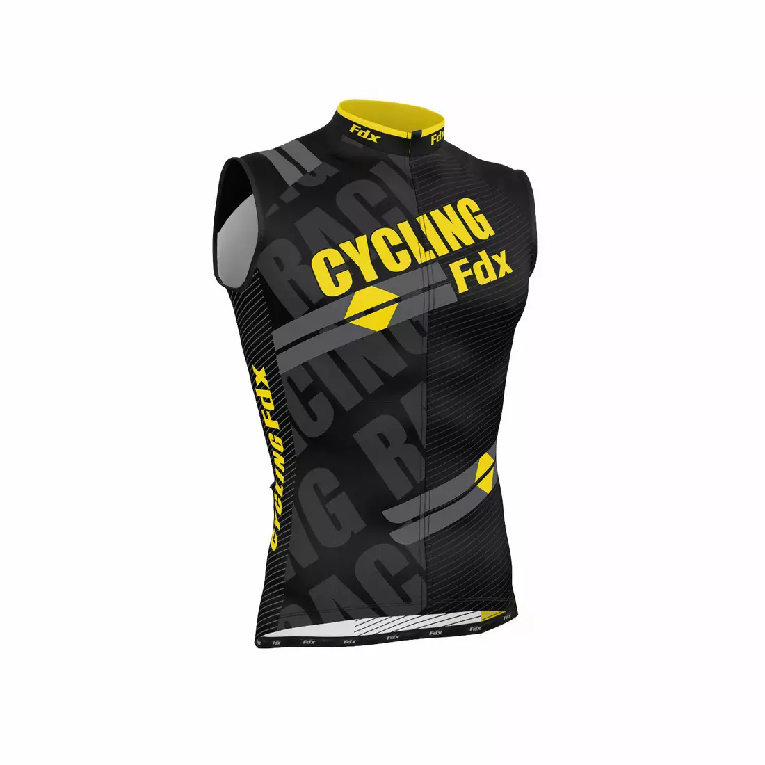 FDX 1050 pánsky cyklistický dres bez rukávov, čierny a žltý