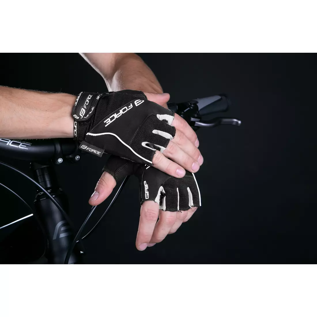 FORCE cyklistické rukavice GRIP, čierne 905145